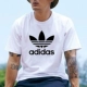 Adidas clover ngắn tay in logo nam lớn Mùa hè đích thực áo thun thủy triều lỏng nam - Áo phông thể thao