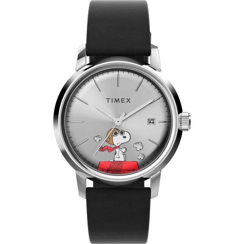 Authentic Timex Snoopy Collaboration Automatic Mechanical Watch with Transparent Back and Leather Strap for Men Authentic Timex Snoopy Collaboration Automatic Mechanical Watch with Transparent Back and Leather Strap for Men
