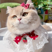 Pet handmade lace scarf cat bib saliva towel bow bell dog teddy bear decorative lace