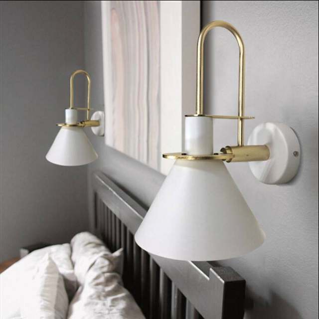 Nordic modern minimalist living room background wall hotel room bedroom bedside corridor aisle lamp creative horn wall lamp