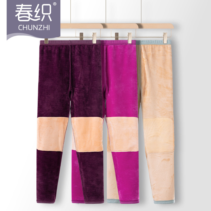 Spring weaving elderly grandma's long johns warm pants plus velvet middle-aged and elderly women's cotton large size thickened mother's cotton wool trousers trousers