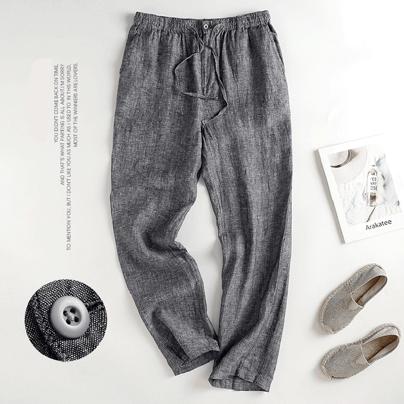 Men's Straight-Leg Loose Casual Pants for Spring, Linen Pants, Men's Long Pants, Summer Thin Men's Pants