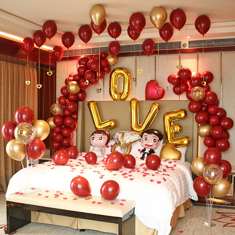 Wedding Celebration Balloon Decoration Wedding house Placement Supplies build atmosphere People's Day Romantic Courdiate Alphabet Aluminum Film Bedroom Package