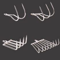 Stainless steel hook grass artifact loose soil rake multi-purpose rake head fishing gear durable two-Claw hook fishing tackle fishing rake
