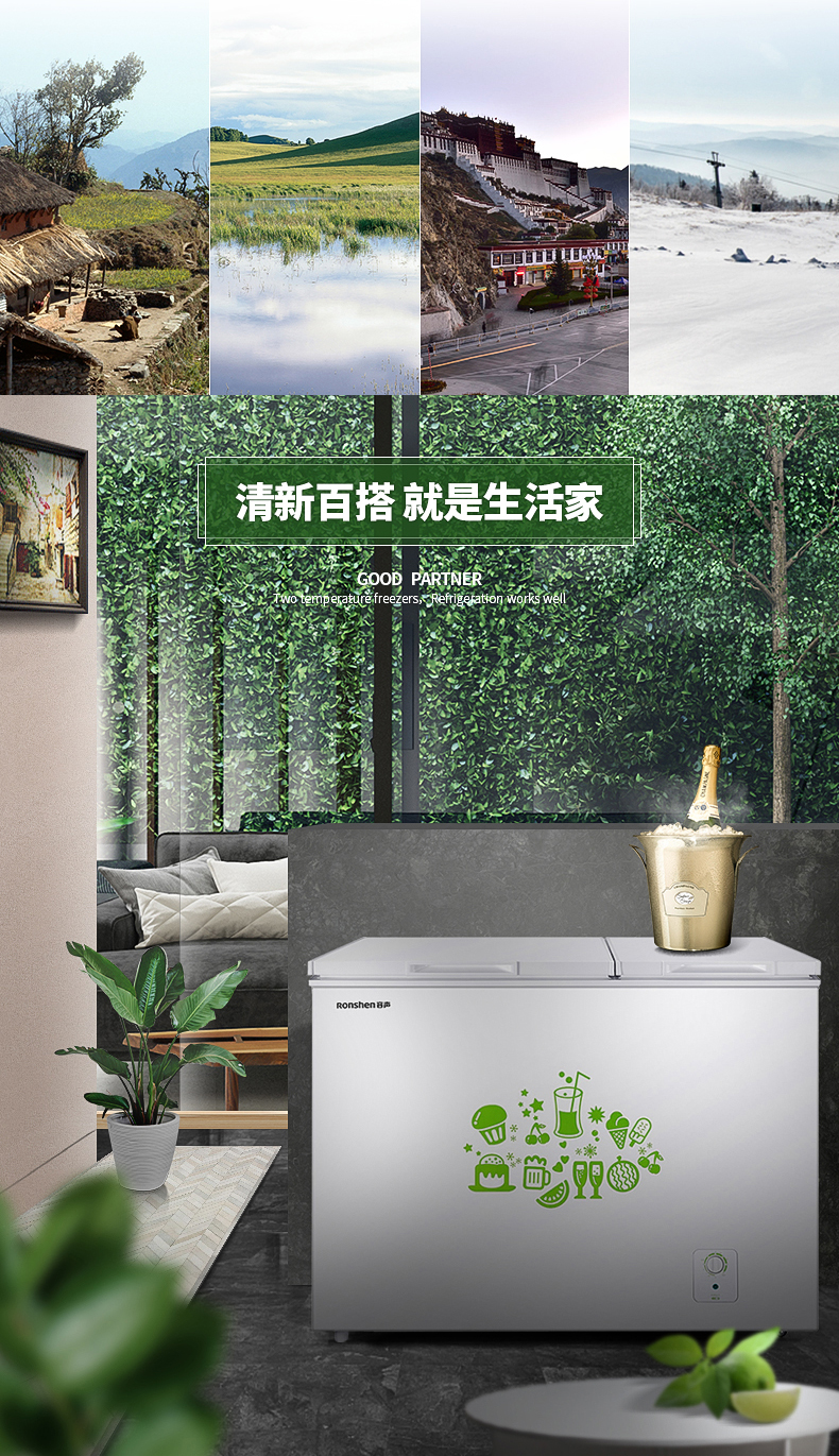 Tủ lạnh Ronshen Rongsheng BCD-165MB Tủ lạnh đông lạnh Nhiệt độ đôi nhỏ Tủ lạnh ngang Tủ lạnh thương mại tủ đông sanden