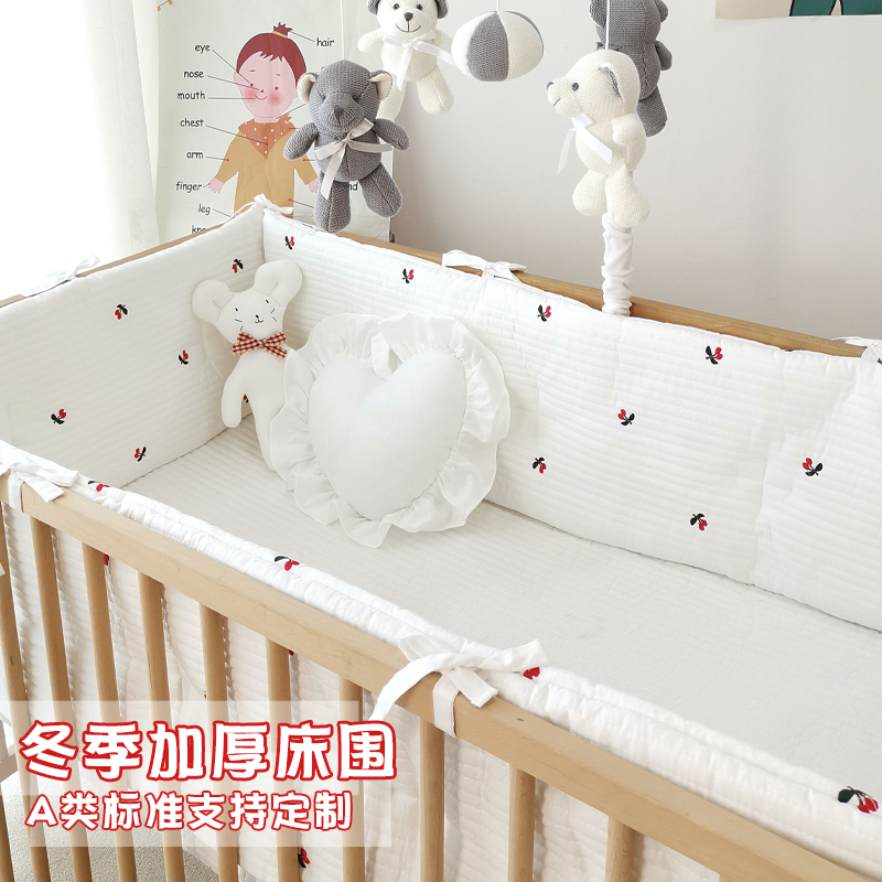 ins embroidery baby bed fence spring and summer pure cotton Nordic anti-collision bed curtain bed perimeter Baby bedding custom-made