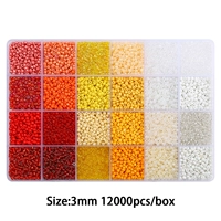 Коробка с набором бусин площадью 24 квадратных метра, 3 цвета, 3 мм, 15 грамм на квадрат, красный, желтый и белый, около 12 000 бусин в коробке.
