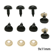 Черный около 9x11mmm Длина полюса Приблизительно 10 мм черные 50 пары/упаковка (1 глаз + 1 кожаная площадка - пара)