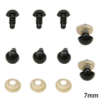Черный диаметр около 7 мм, длина стержня около 10 мм, черные 50 пары/упаковка (1 глаз + 1 кожаная площадка - пара)