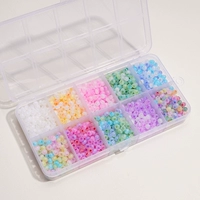 10-сетечная коробка домашней сверхоптимальный стеклянный рисовый рисовый кошачий глаз 4 мм 8 грамм на сетку около 1200 шт.