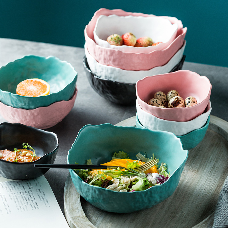 Nordic bowl irregular creative personality salad bowl dessert bowl fruit bowl ceramic bowl single household dessert tableware