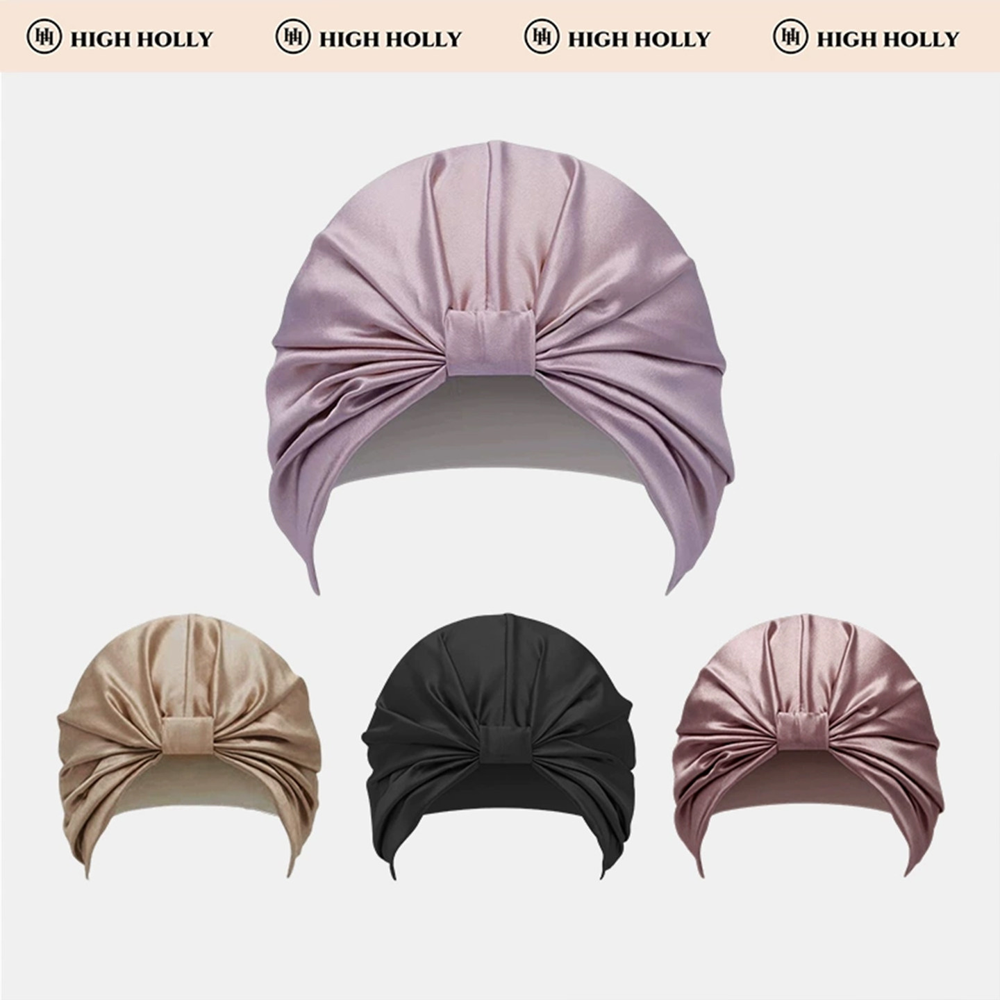 HIGHHOLLY 絡まり防止二重構造シルクスリーピングキャップ、100%マルベリーシルク、ファッショナブルなヘアケア、保温性、産後用帽子/ヘッドカバー