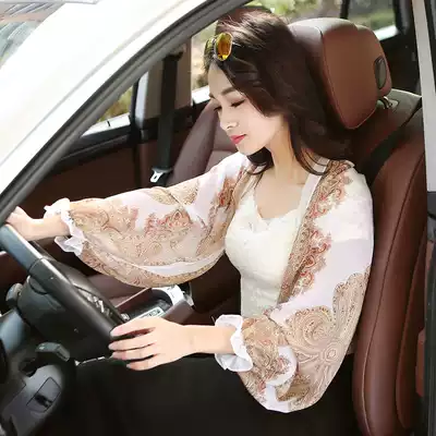 Spring and summer new chiffon sunscreen clothes electric car shawl outdoor riding driving shirt printed sunscreen sleeve scarf women
