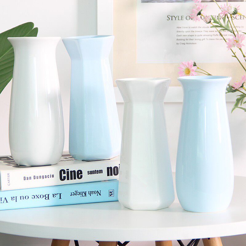 Creative Chinese rose fake dry flower ceramic vase water soft decoration simple small fresh dining table living room decoration ornaments