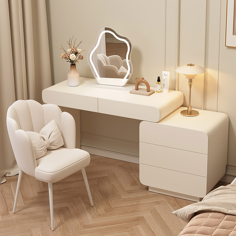 Light Method Cream Wind Solid Wood Baking Varnish Dresser Bedroom Modern Minimalist SILENT WIND MAKEUP TABLE CONTAINING CABINET INTEGRATED-TAOBAO