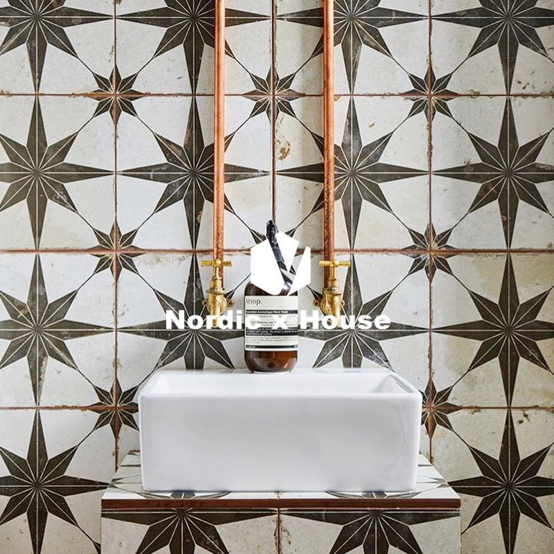 Nordic retro antique small flower tiles 200 200 toilet non-slip floor tiles kitchen flower tiles balcony homestay wall tiles