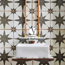 Nordic retro antique small flower tiles 200 200 toilet non-slip floor tiles kitchen flower tiles balcony homestay wall tiles