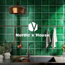 Nordic retro ins dark green hand-made brick Bathroom Kitchen bar tile restaurant background wall tiles 150x150