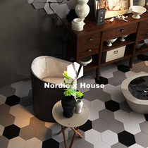 Simple black and white gray Nordic glazed matte minimalist kitchen bathroom tiles hexagonal tile floor tiles wall tiles
