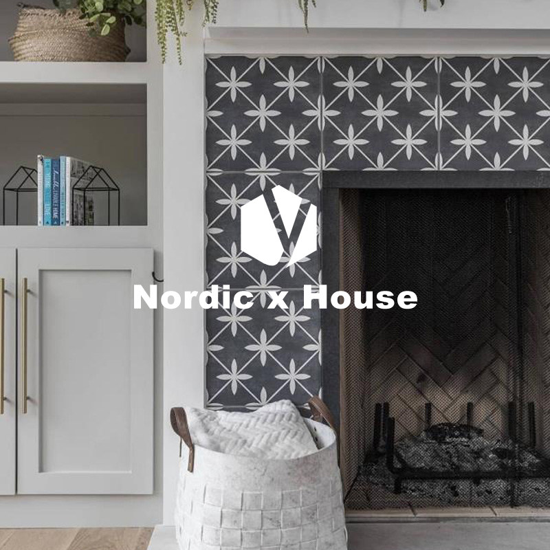 Nordic Anti-Slip Floor Tiles Makeup Room Tile Kitchen Balcony Background Wall Brick Retro Little Flower Brick Grey 300x300