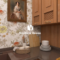 Middle and ancient wind toilet tiles light French style retro caramel color toilet wall brick bathroom floor tile kitchen wallpaper flower brick