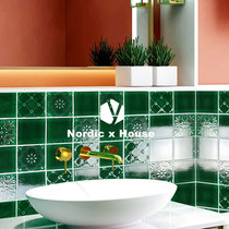 Dark green handmade small square tiles ins retro Net red tile bathroom bathroom kitchen wall tile balcony tile