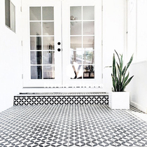 Nordic small tiles toilet wall tiles kitchen floor tiles balcony black and white retro art tile 300x300