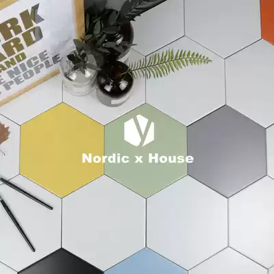 Simple hexagonal brick black and white matte tile solid color six-sided color non-slip floor tile wall brick six 285*330