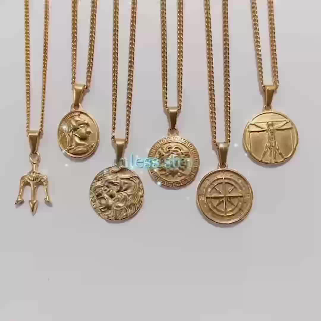 Vintage Jewelry Gold Necklace For Men Religious Praying Hands Pendant ...