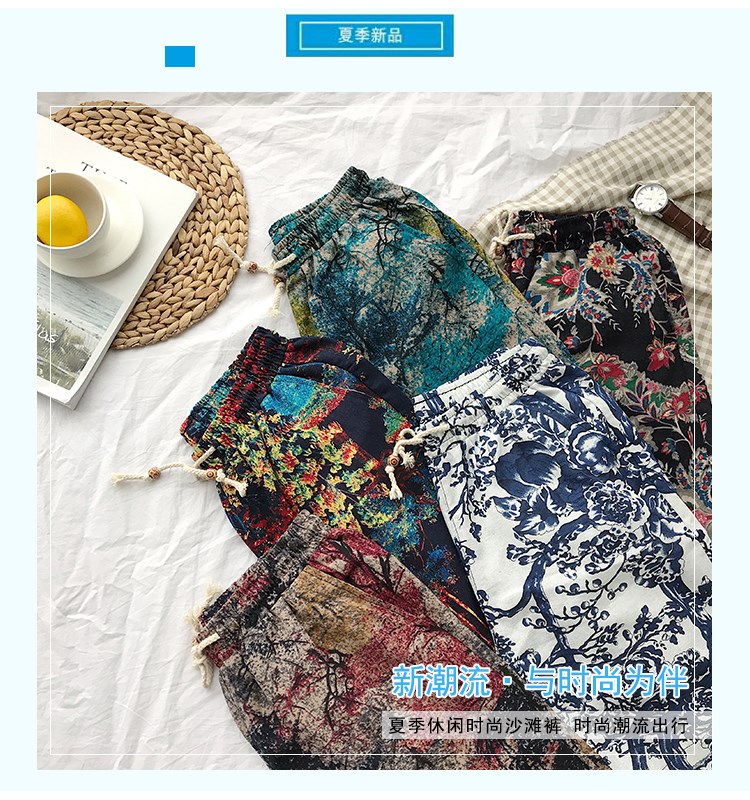 Mùa hè quần short thể thao và giải trí nam mỏng phần 5 năm điểm trong quần lớn in quần đi biển thủy triều nam - Quần short quần dài thể thao nam