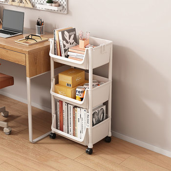 Modern home student study room with movable multi-storey bookshelves