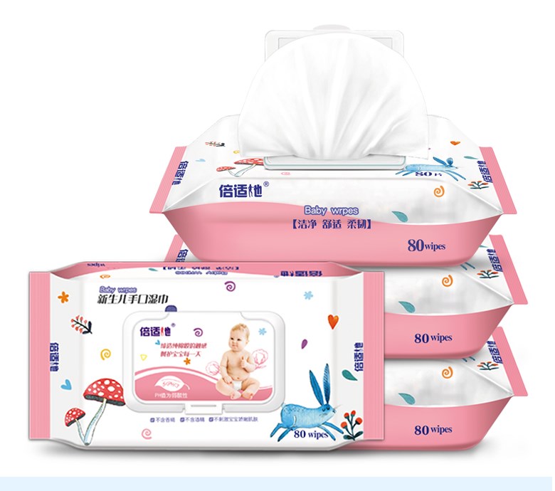 Khăn lau trẻ em 6 bao bì lớn * 80 bơm 100 có nắp tay sơ sinh Khăn lau ướt đặc biệt dành cho người lớn khăn giấy ướt