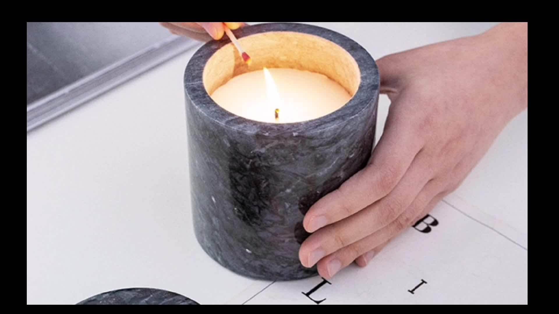 Custom Decorative Round Bottom Candle Holder Luxury Carrara White