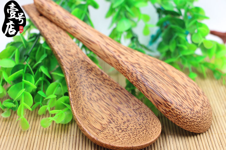 Xác thực Hải Nam cơm dừa thìa gạo gốc sinh thái sức khỏe môi trường gỗ muỗng cơm không sơn không sáp gạo muỗng đồ dùng nhà bếp - Phòng bếp kệ gia vị inox