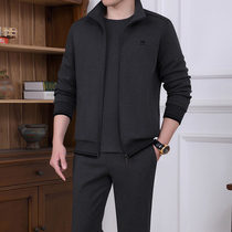 Middle-aged sports suit men spring and autumn large size dad casual autumn three-piece suit cardigan sweater sportswear men