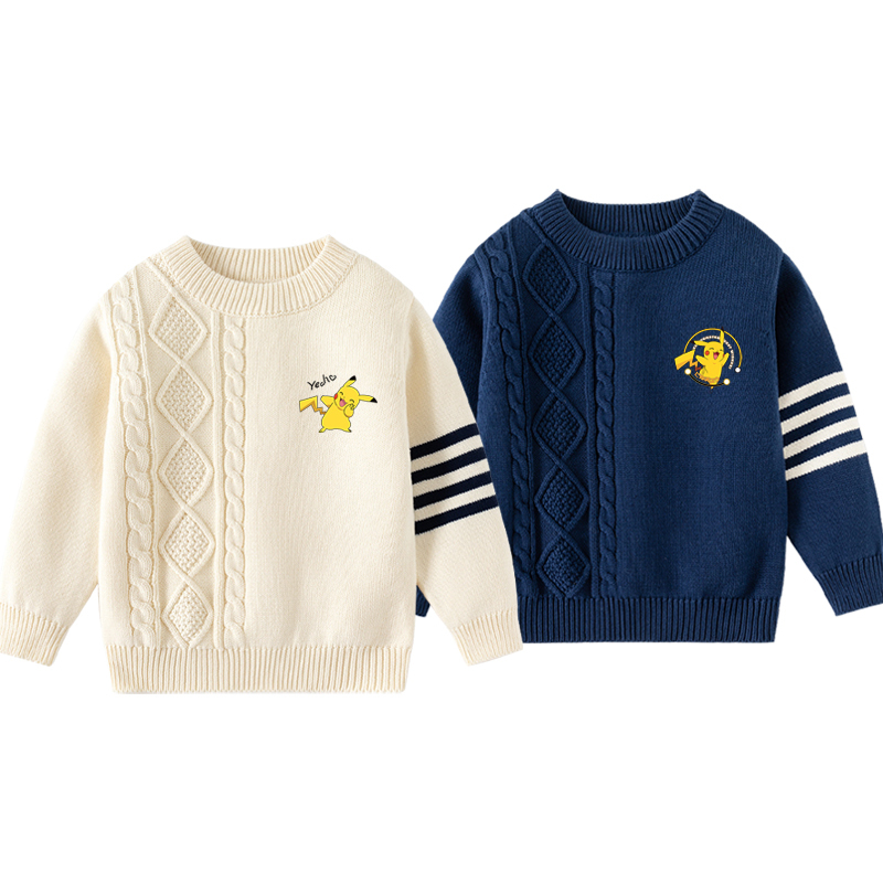 Pikachu Children's Clothing Boys and Girls Sweater Kids Knitwear Autumn and Winter 2025 New Warm Top Baby Knitwear