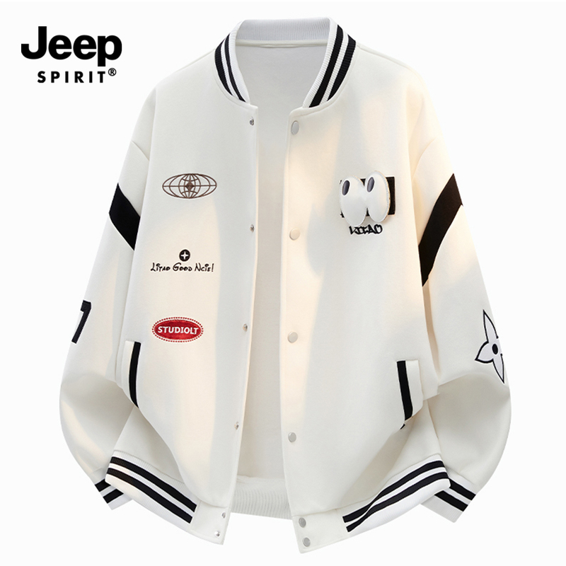 Jeep Jeep Spirit American Retro Trendy Street Embroidered Casual Color-Block Baseball Jacket