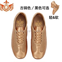 Emperor Dance Fighter's new Latin Dance Teacher's shoes bronze professional coach shoes two points of bottom soft net breathable summer practice