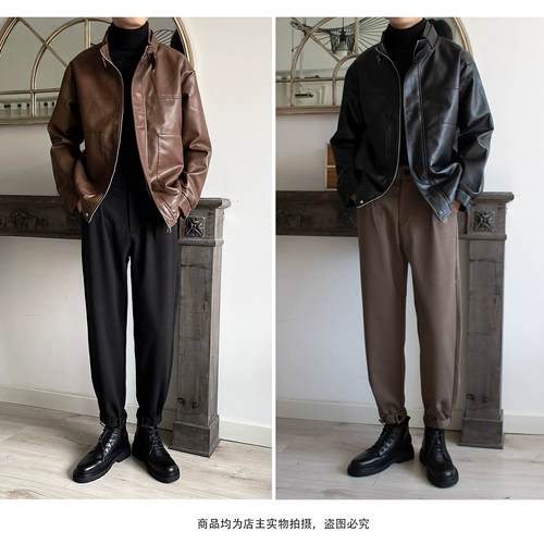 Мужская осенняя полиуретановая куртка для отдыха, оверсайз