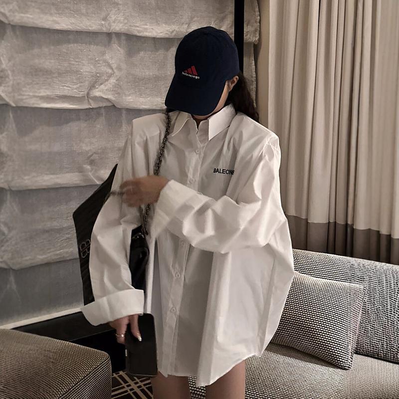 White Shirt Jacket for Women with Unique Design, Loose Fit, Korean Style, Long Sleeves, Mid-Length, Covers the Hips, 2024 White Shirt Jacket for Women with Unique Design, Loose Fit, Korean Style, Long Sleeves, Mid-Length, Covers the Hips, 2024