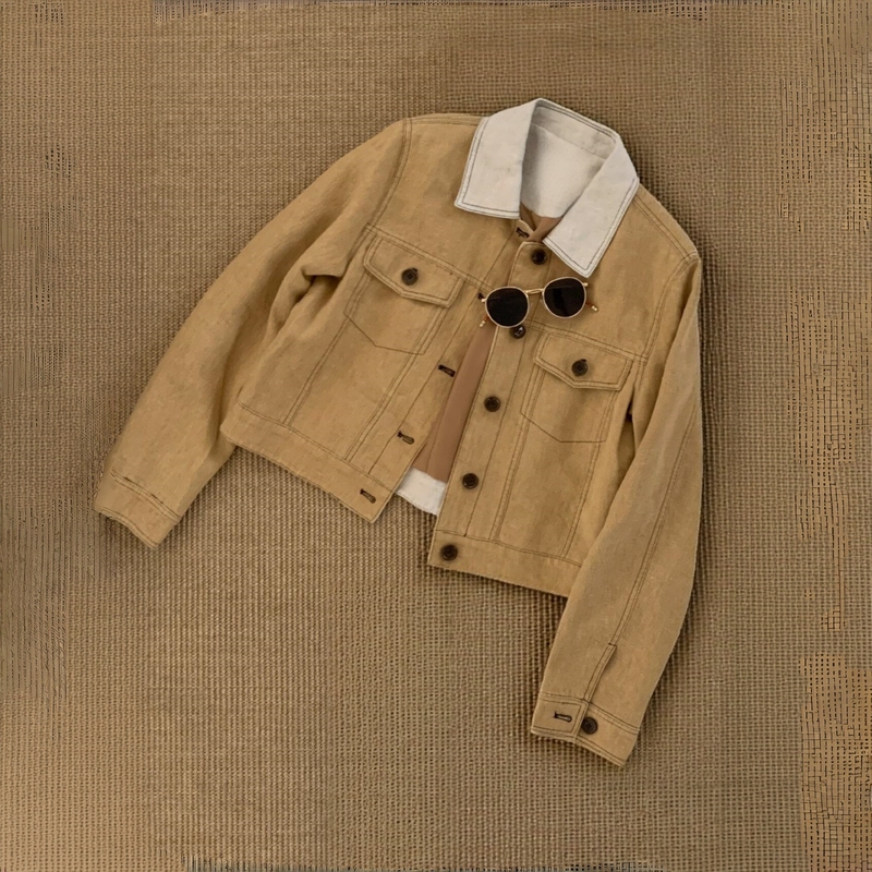High-End Old Money Style Denim Short Jacket for Women, 2026 Autumn New Vintage Unique Beautiful Workwear Jacket Top