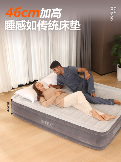 INTEX豪华折叠充气床床垫双人加大加厚冲气床靠背家用气垫床