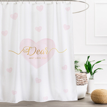 Simple small and fresh bathroom partition curtain waterproof and mildew-proof bathroom shading curtain Polyester curtain punch-free suit