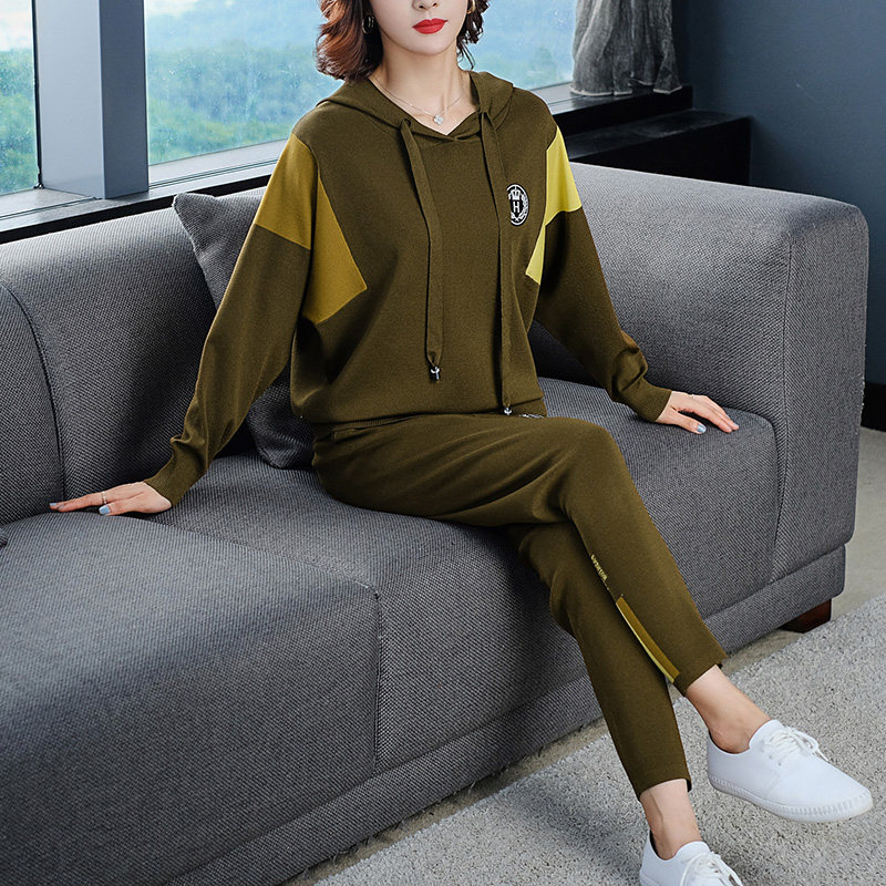 European station fashion casual set women's 2021 spring new foreign-style knit ice silk bat sleeve loose two-piece set