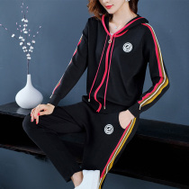 European Standing Easy Fashion Sports Casual Clothing Suit Womens Autumn Clothing Ice Silk Knit Mom Kickoff Two Sets Eben