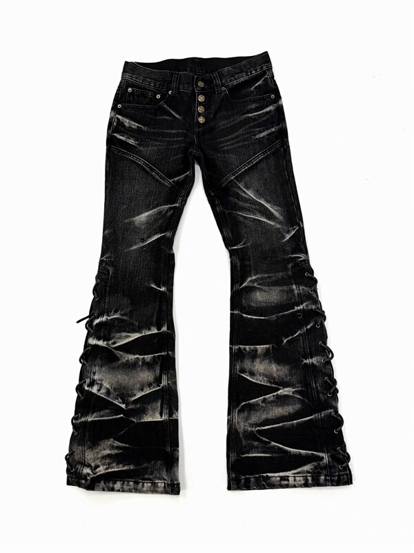 Oriental Dragon Sama Tornadomart Tornado Lightning Pattern Woven Belt Visual Style Slim-Fit Jeans Oriental Dragon Sama Tornadomart Tornado Lightning Pattern Woven Belt Visual Style Slim-Fit Jeans