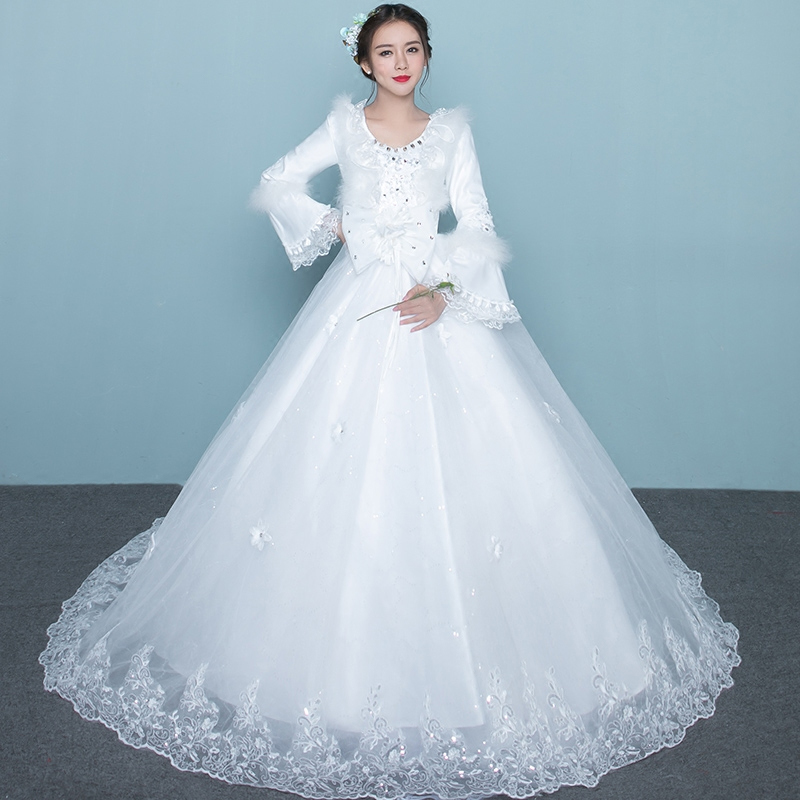 婚纱礼服新娘新款约冬天一字肩齐地孕妇拖尾冬季轻|ruв категории Женская одежда, Cвадебные платья, свадебное платье - от Buy2taobao.com для оказания профессиональной услуги покупки агента Taobao