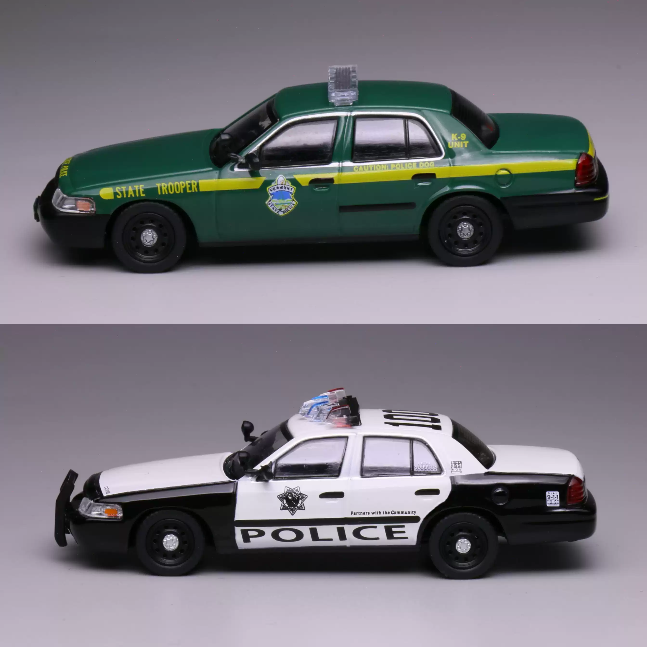 596 1/64美国警车福特维多利亚皇冠CV小比例合金车模摆件收藏玩具