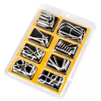 8PCS Set Metal Wire Puzzle IQ Mind Brain Teaser Puzzles Game