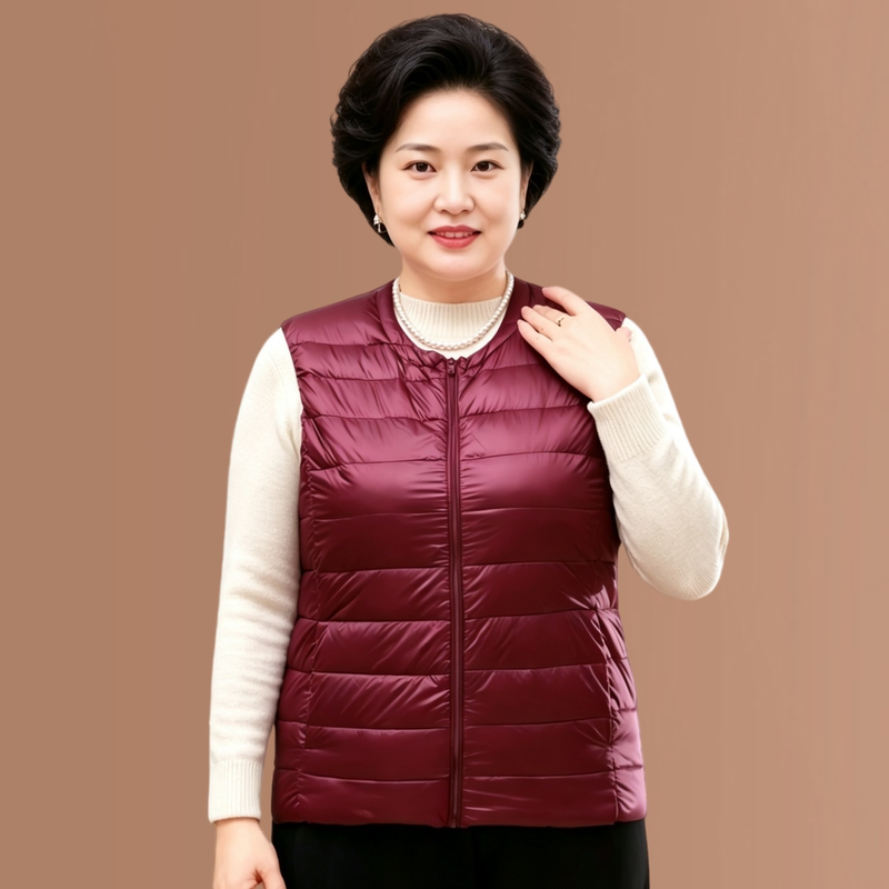 100kg Plus-Size Women's Lightweight down Vest with Round Neck for Middle-Aged and Young Women, Winter Wear, Size 8XL